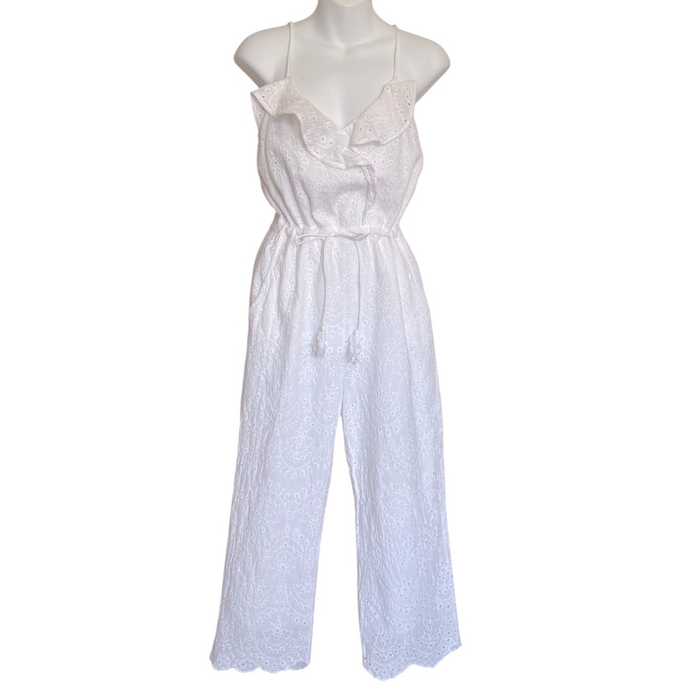 All In Favor White Eyelet Jumpsuit Size Small